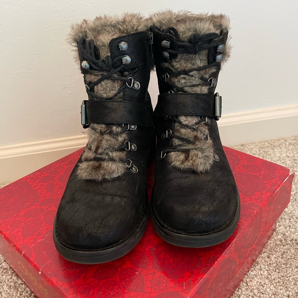 Carlos by Carlos Santana Black Faux Fur Winter Boots
